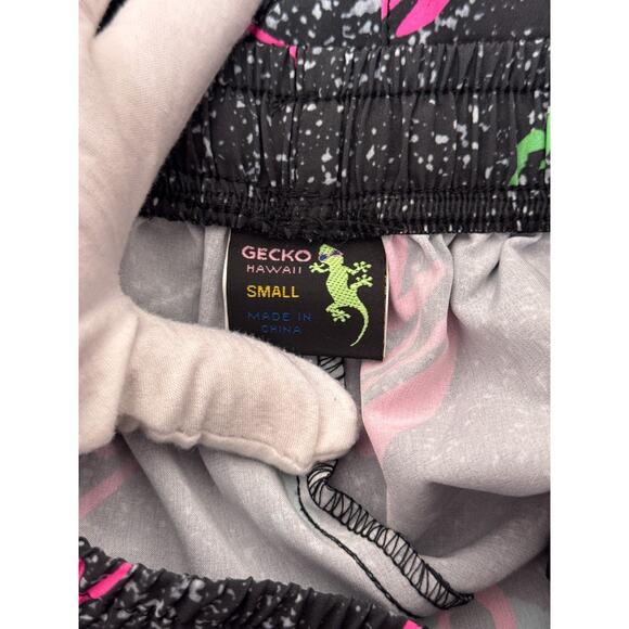 Vintage Gecko Hawaii Pants Small Womens 90s Neon Gecko Wild Paint Splatter - Picture 6 of 7